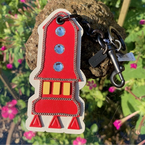 NWT Coach Metal Chain Rocket Patch Bag Charm 57233 - Picture 1 of 8